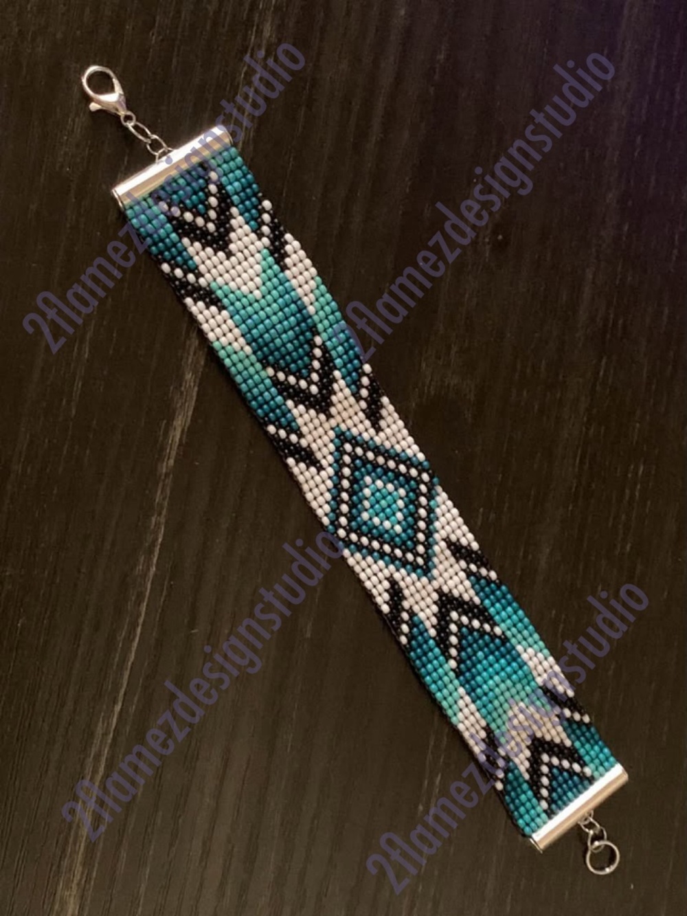 Handmade ‘Reflection’ Seed Bead Cuff Bracelet - 8”
